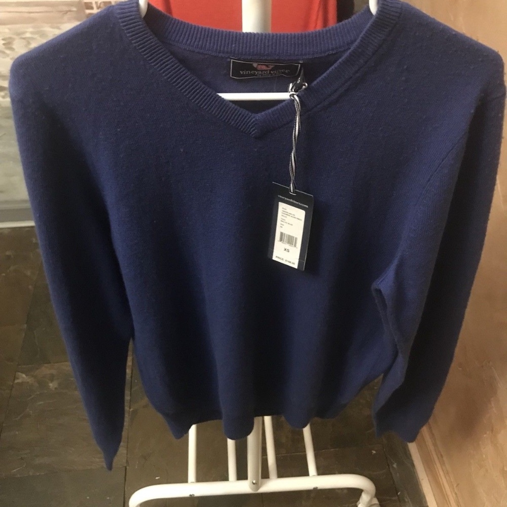 VINEYARD VINES Baltic Blue Cashmere Blend V-Neck